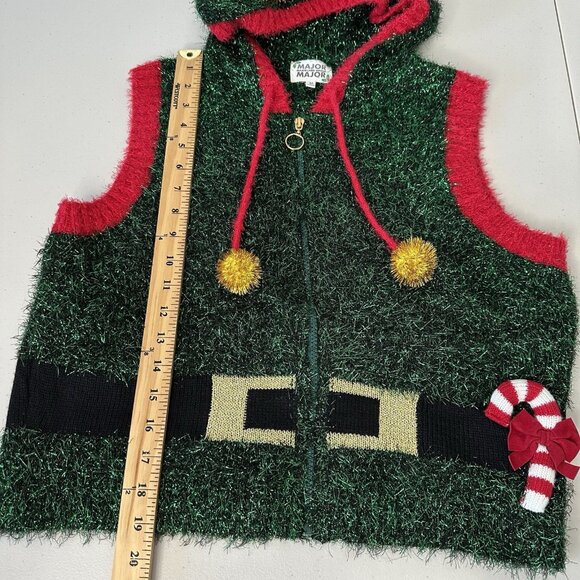 Major Label Group Christmas Ugly Vest Size M Green - Picture 5 of 8